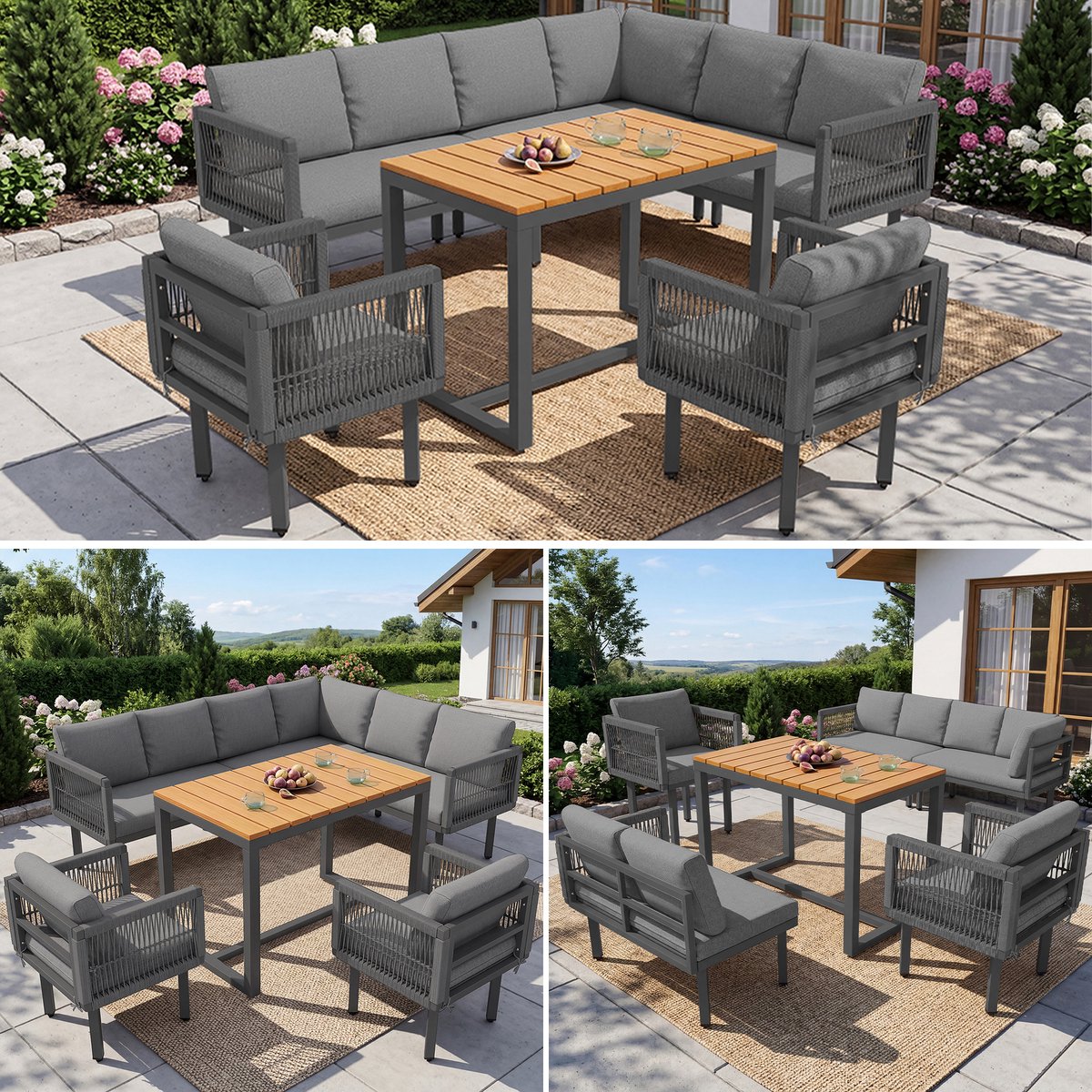 Clruro Loungeset - 110 × 62 × 76 cm - Compleet Set voor Buiten - Grijs