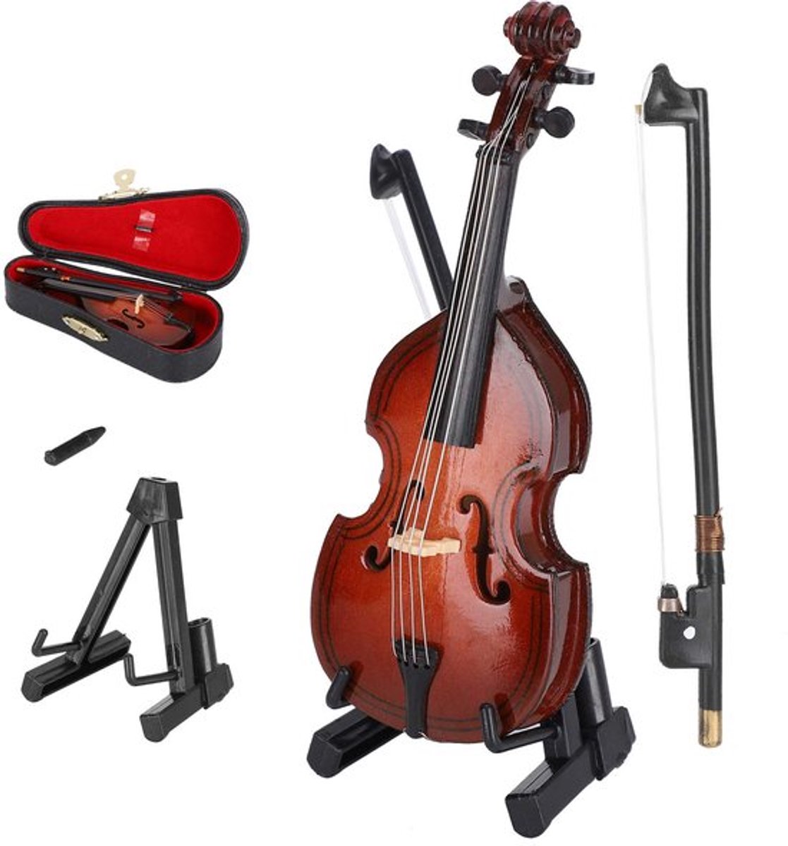 Mini Bass Ornamenten, Houten Miniatuur Dubbele Bas, Mini Dubbele Bas Replica, Replica Mini Muziekinstrument