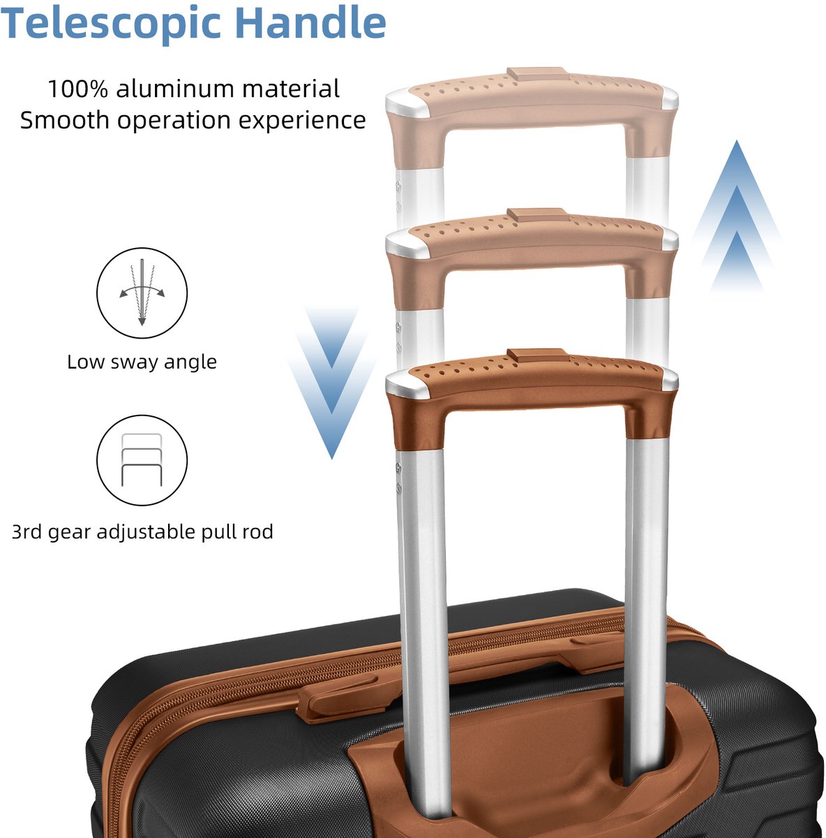 MIVRAY Kofferset - 6-delige Uitbreidbare Set 20 24 28 Inch - ABS Hardcase - Zwart - Met Cijferslot Spinnerwielen En Reistas