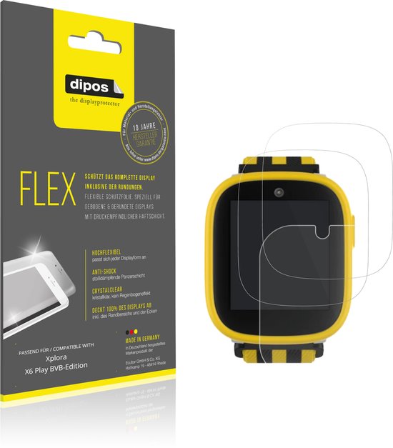 dipos – 2x Beschermfolie geschikt voor Xplora X6 Play BVB-Edition | 3D Full Cover Screenprotector | 100% Passend