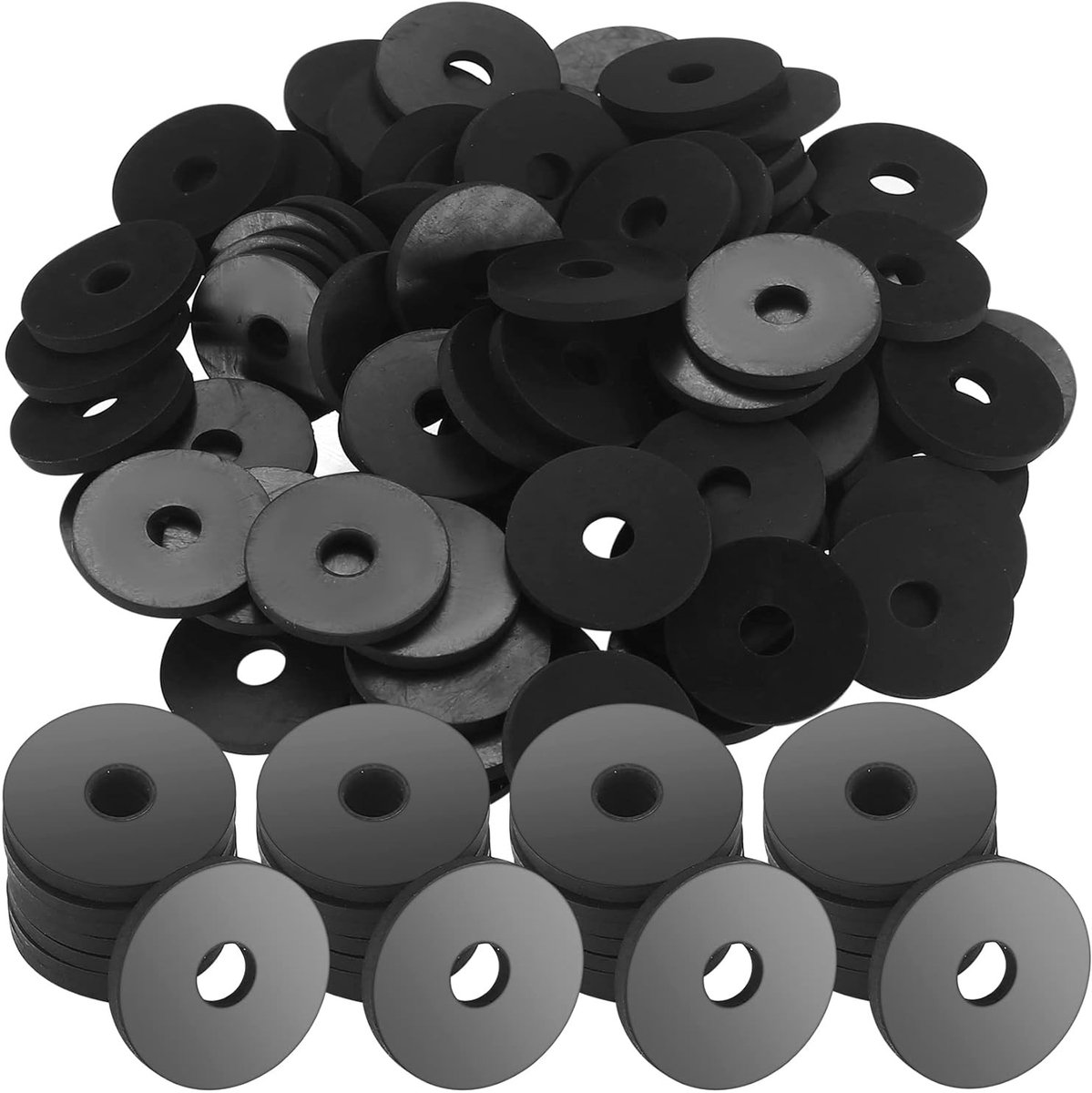 Set van 110 Stuks Rubberen Platte Ringen - Duurzame Dempenden Pads voor Badkamer, Keuken, Schroeven en Bouten