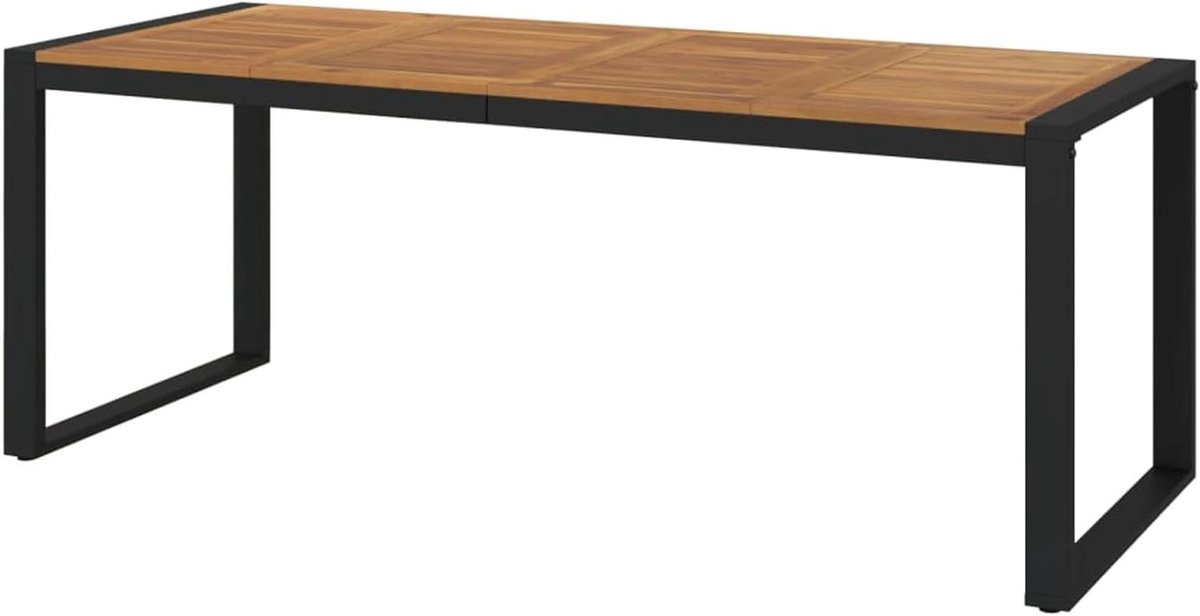 Tuintafel Acaciahout - Outdoor Eettafel - Buiten Dineren - Robuust U-vormig Frame - 200x90x75 cm - Natuurlijk Hout