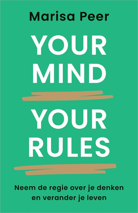 Boek "Your Mind, Your Rules" van Marisa Peer. Groene kaft met witte letters en bruine lijnen.