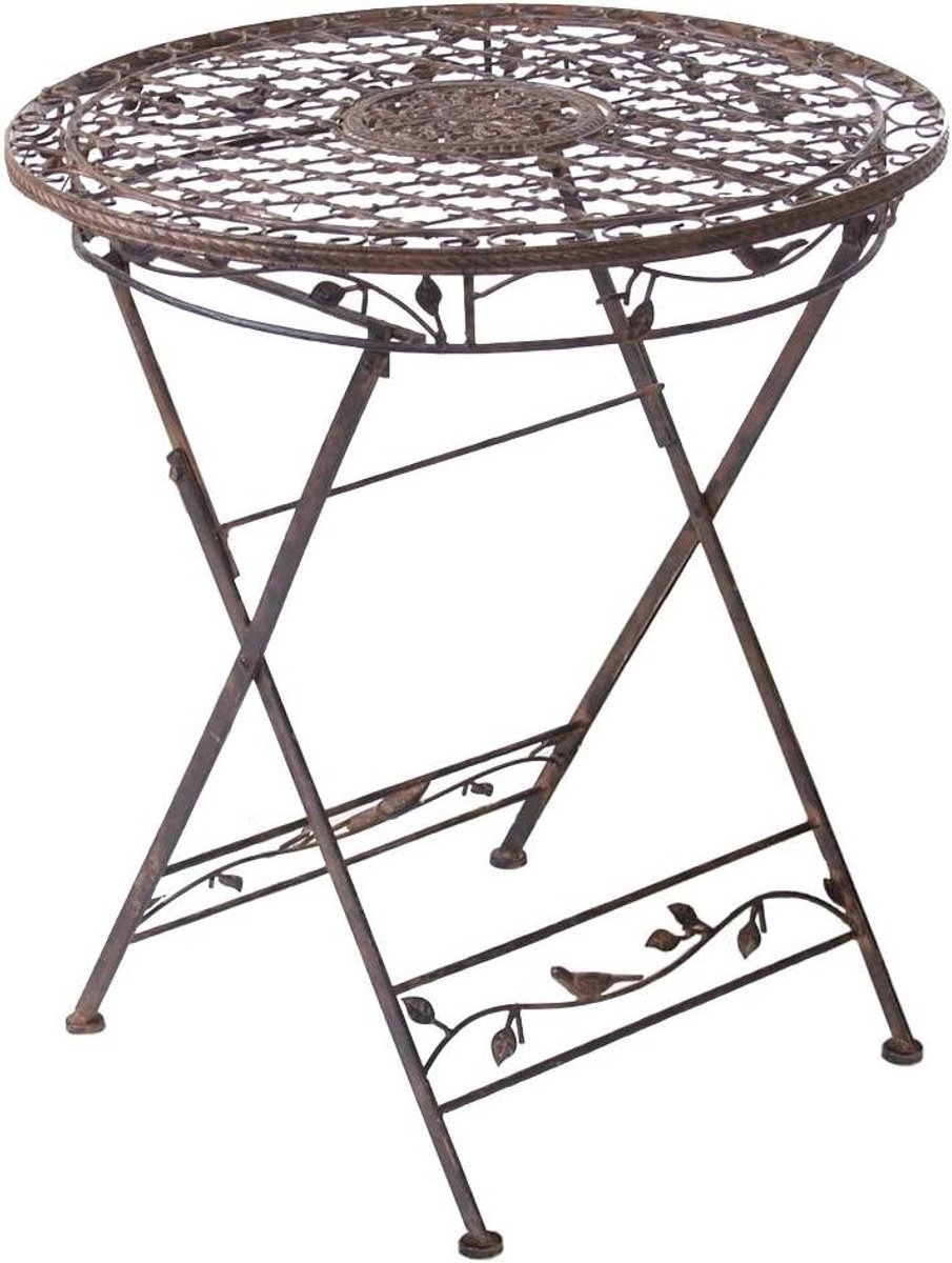 Romantische tuintafel - Metalen tafel ijzeren tafel - Buiten dineren - Inklapbaar ruimtebesparend - 70 cm diameter 77 cm hoog