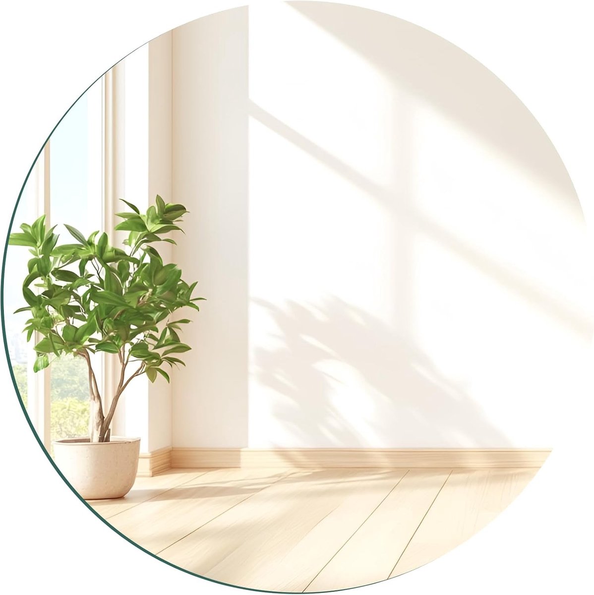 Ronde Zelfklevende Glazen Wandspiegel, HD Decoratieve Spiegel voor Badkamer, Gastentoilet en Woonkamer, Frameloos Ontwerp