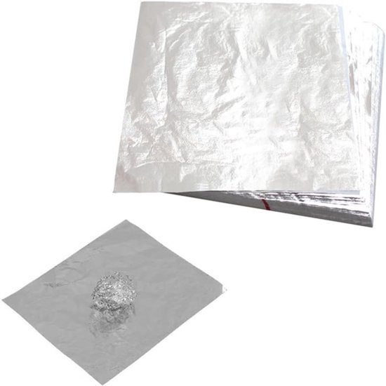 200 vellen bladzilver imitatie van 14 x 14 cm in zilverkleur voor kunstprojecten, handwerk en doe-het-zelf creaties, ideaal voor decoratie en vergulden