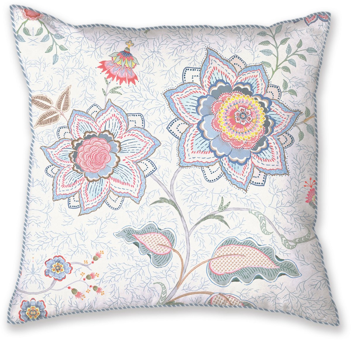 Pip Studio Mumbai Morning Square Cushion Sierkussen - 53 x 53 cm cm - Licht blauw