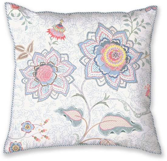 Pip Studio Mumbai Morning Square Cushion Sierkussen - 53 x 53 cm cm - Licht blauw