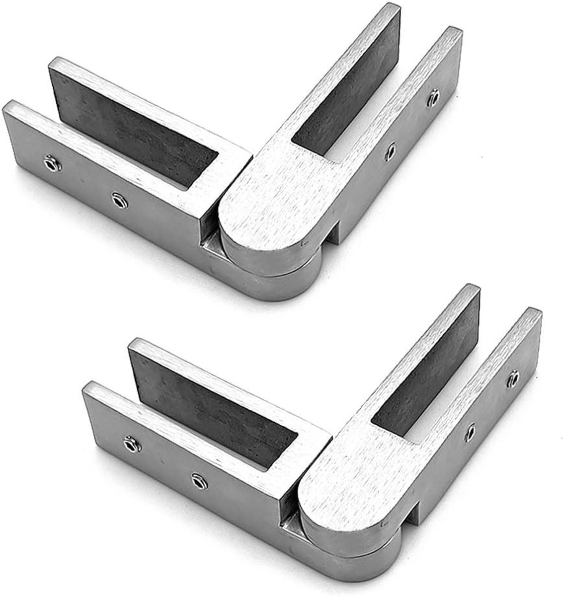 Verstelbare RVS Hoekbeugel voor Glas van 90-135 Graden - Perfect voor Balustrades, Balkons en Hekken (10-12mm Glas) - Set van 2 Stuks