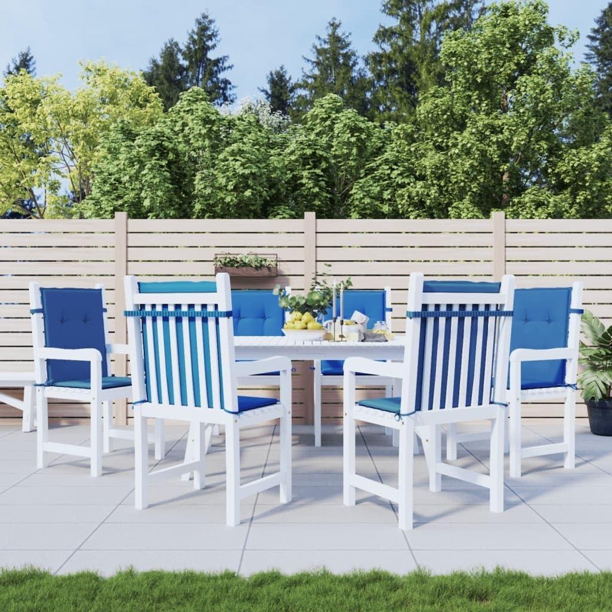 Tuinstoelkussens 6 stuks - Zitkussens outdoor - Buiten Zitten - Waterafstotend Oxford-stof - 100 x 50 x 3 cm - Koningsblauw