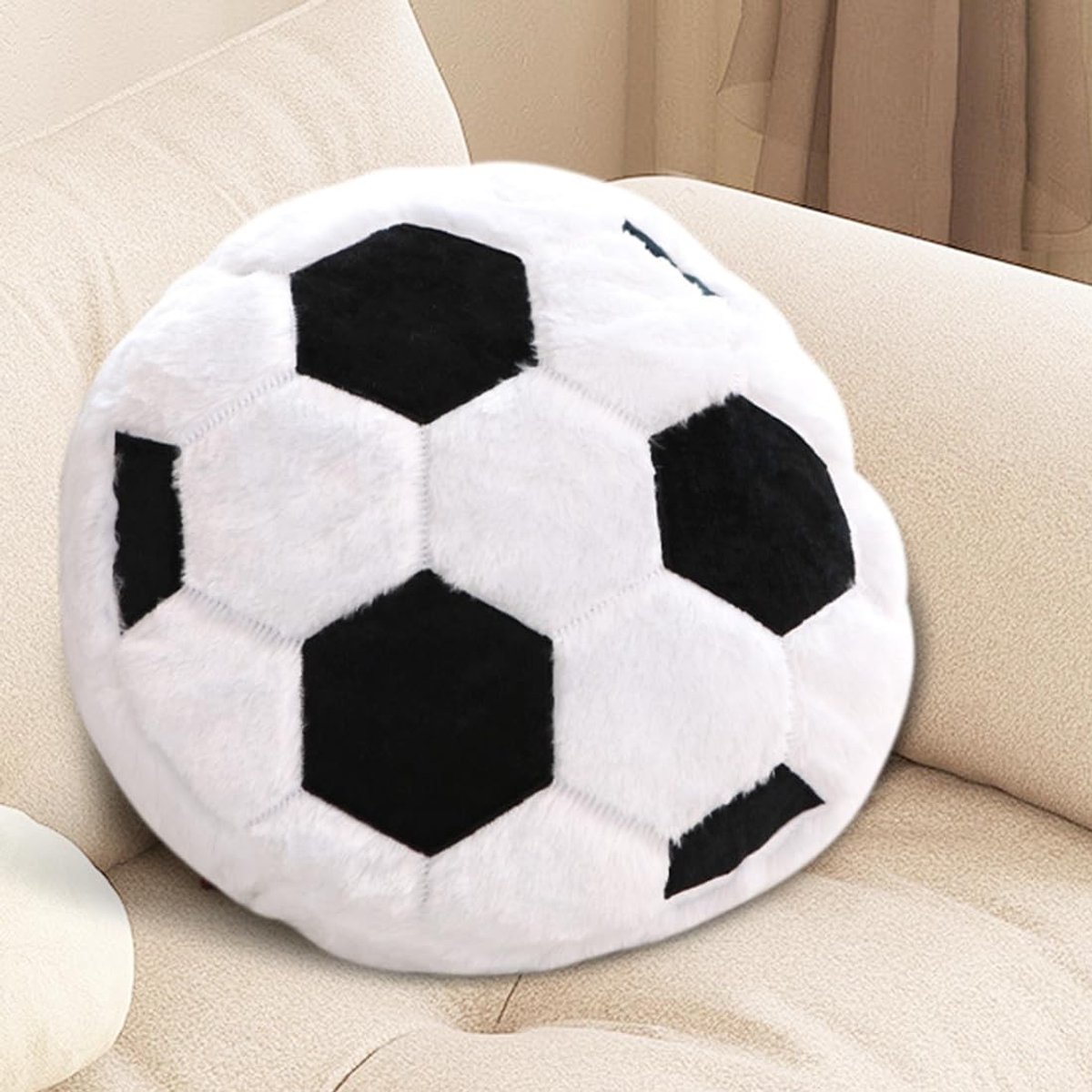 Fluffy Voetbal Zitkussen, Zacht Decoratief Kussen voor Kinderen, Cuddly Kussen voor Woonkamer en Cadeaus voor Jongens en Meisjes