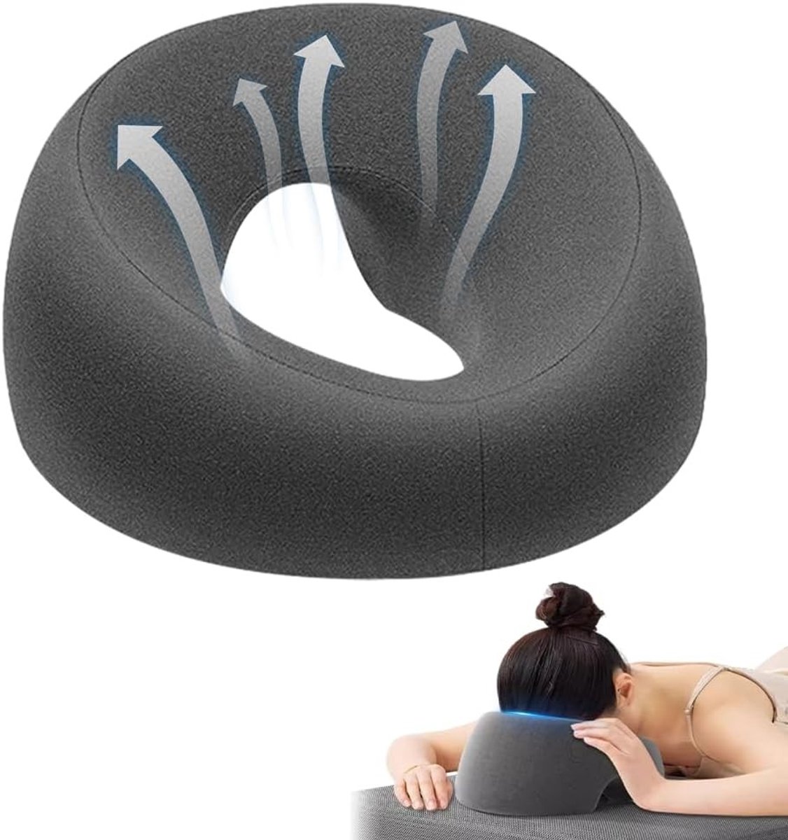 Comfortabel Gezichtsmassage Kussen met Uitholling, Geheugenfoam Hoofdkussen voor Thuis, Spa en Salongebruik, Ideaal voor Ontspanning en Massage