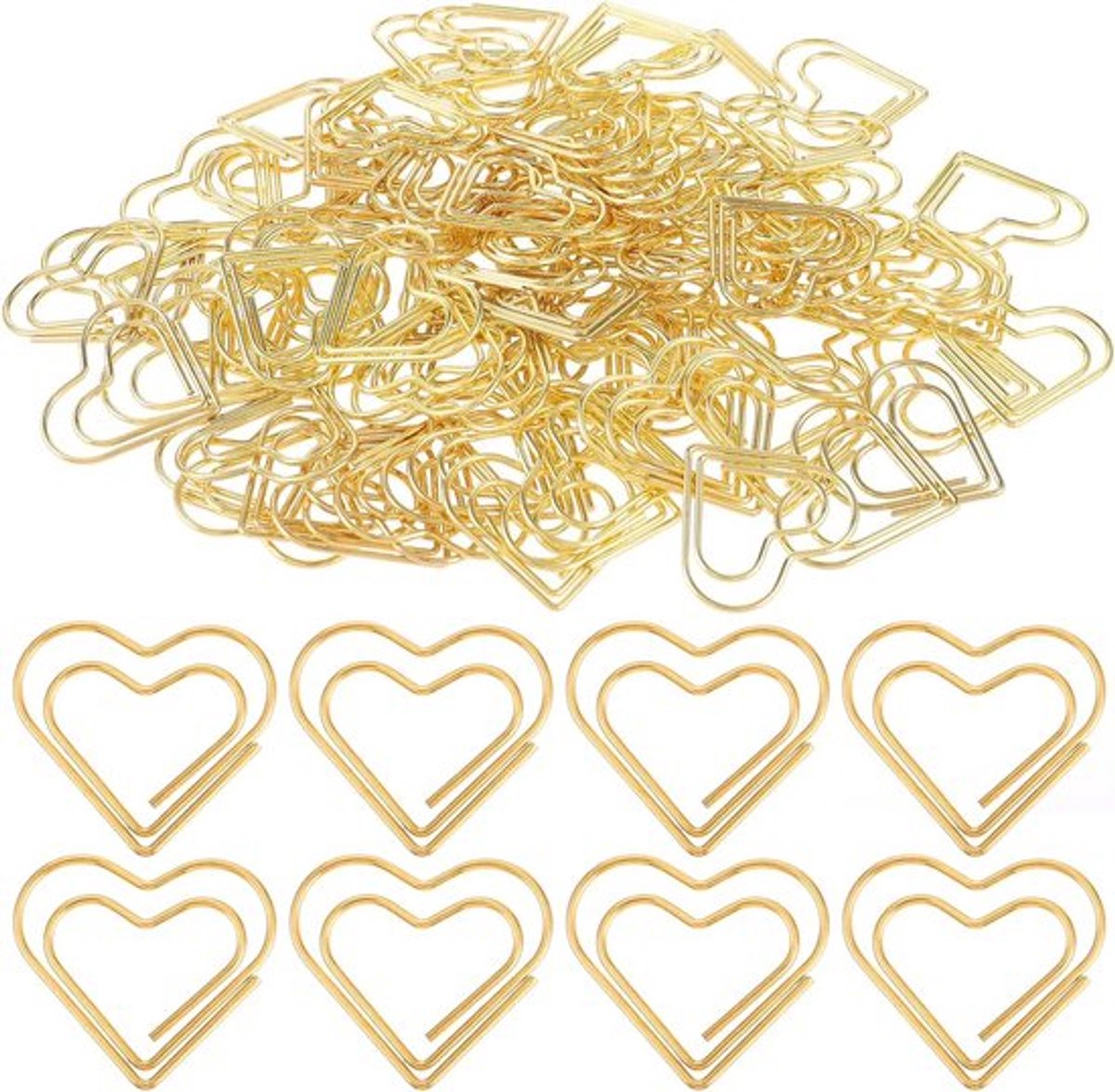 Hartvormige Goudkleurige Paperclips - Set van 50 stuks - Decoratieve papierklemmen voor bruiloften, ansichtkaarten, school en kantoor