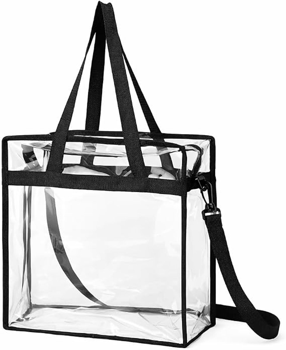 Transparante Tote Bag 12 x 6 x 12 Inch - Clear Stadium Tas met Verstelbare Schouderriem - Doorzichtige Schoudertas voor Stadion, Festival en Evenementen