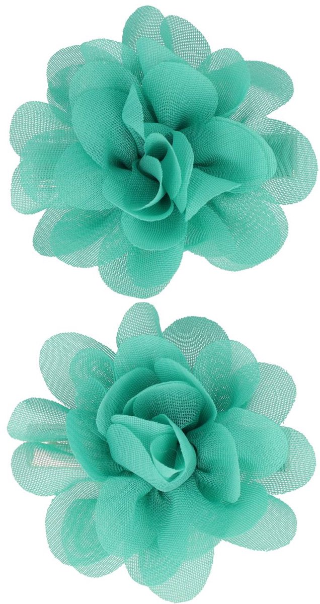 Haarsoires Haarspeld Duckklem 5cm – Haarbloem - Turquoise Groen - Set van 2 - Sterke Haarclip voor Styling & Dagelijks Gebruik - Hair Clip - Decoratieve Haaraccessoire