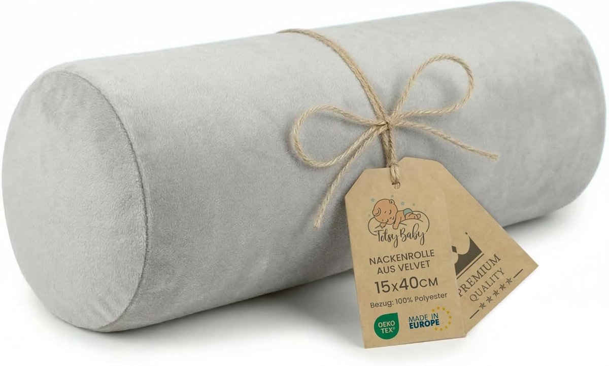 Yoga Bolster - Grijs Fluweel - Hoogwaardige Microvezelvulling - Ondersteunend Kussen - Voor Ontspanning en Slaap