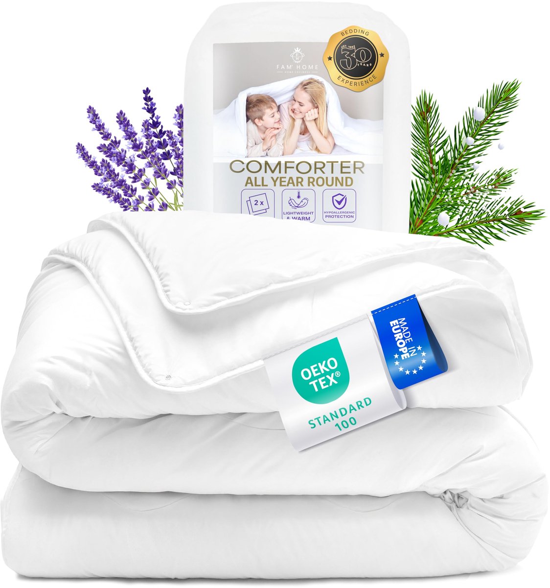 SnelShoppen - Microvezel Dekbed 200x220 cm Wasbaar Wit Hypoallergeen Ademend Materiaal Minimaal Onderhoud I Bestaat uit 2 Aparte Dekens voor Comfortab