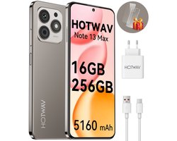 HOTWAV Note 13 Max - smartphones zonder abonnement - 256 GB - 5160 mAh - 4G Dual SIM - Face ID - GPS - Vingerafdrukherkenning - Goud