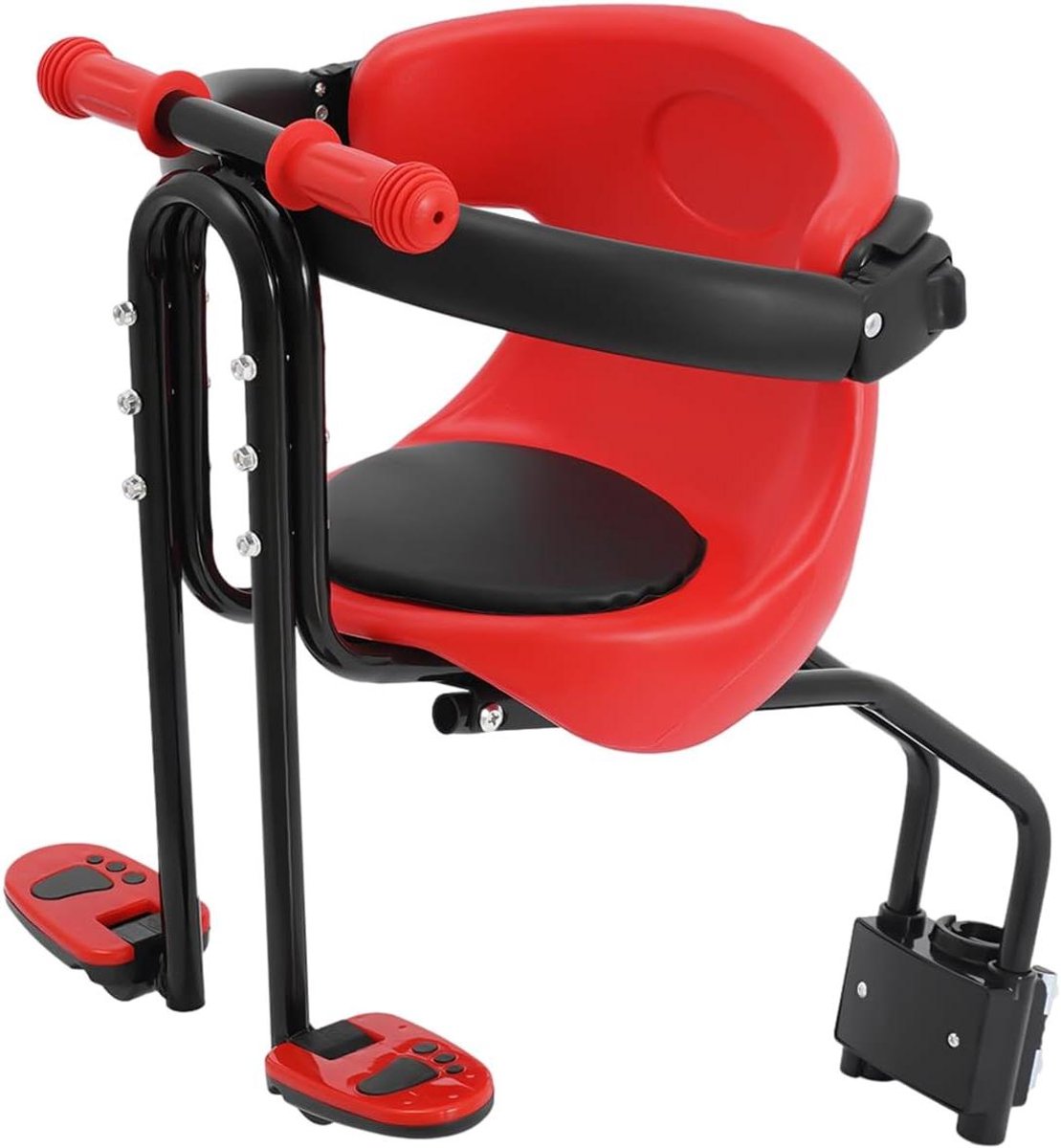 Fietsstoeltje Voor Kinderen - Kinderzitje Fiets - Veilig Fietsen - Verstelbaar Voetsteun - 50 kg - Rood zwart