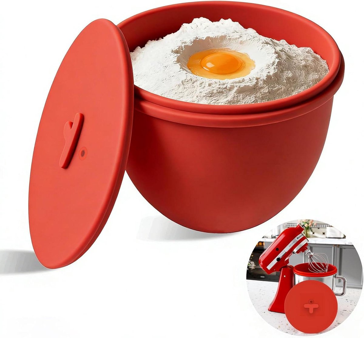 Siliconen Mengkom Inzetstuk - Kom Liner - Keuken Organisatie - Antiaanbaklaag - 4.8 Liter - Rood