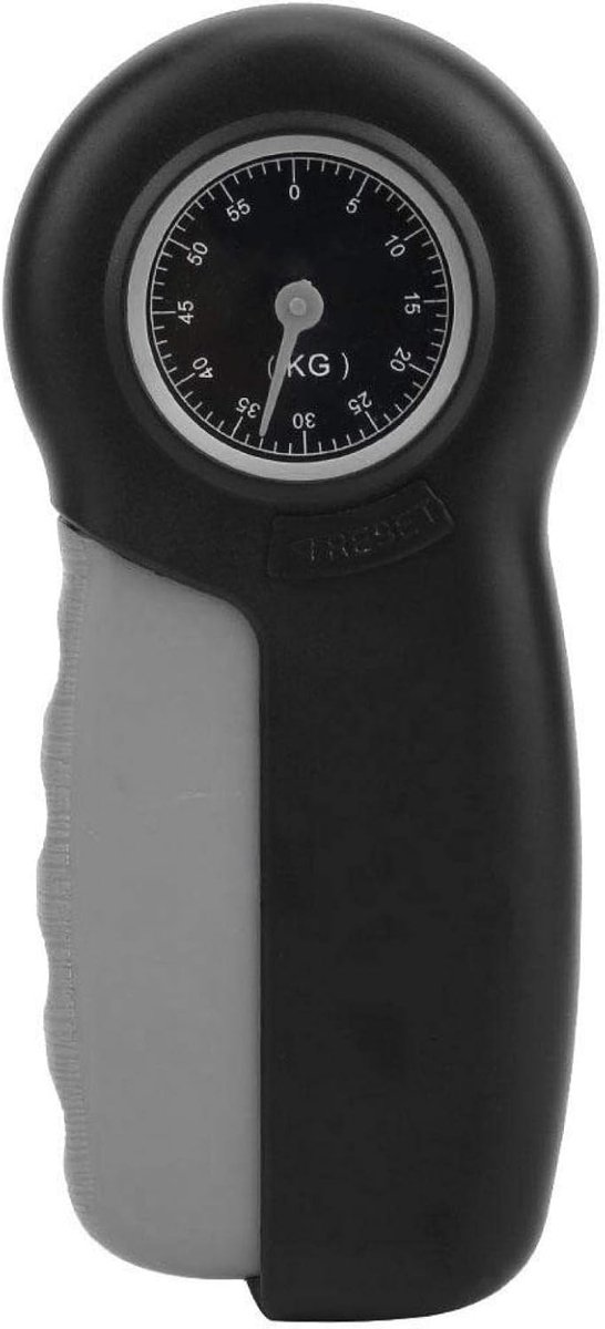 Mechanische Handknijpkrachtmeter - Handdynamometer tot 60 kg - Grijpkrachtmeter - Analoge Grip Strength Tester - Zwart/Grijs