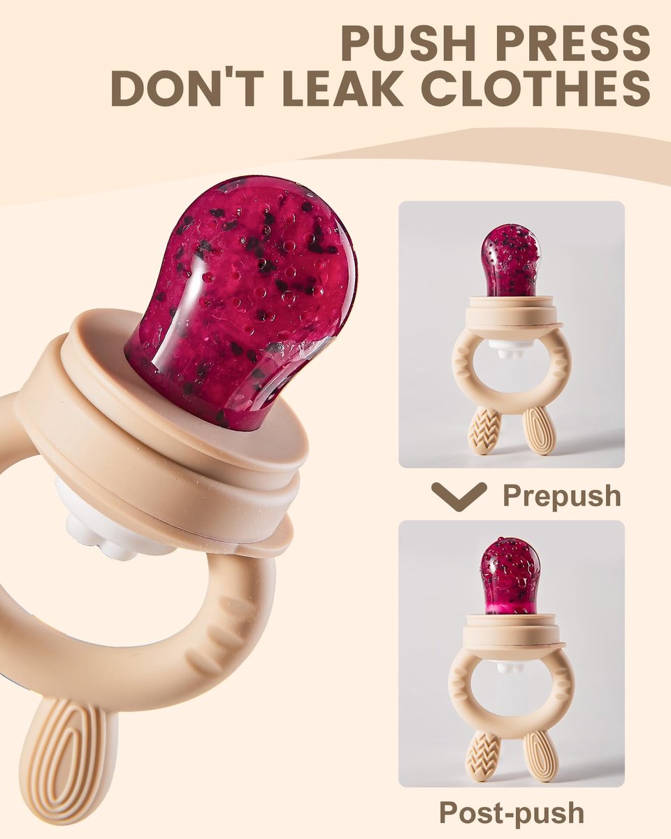 SnelShoppen - KIAANS Fruitzuiger siliconen voederdispenser voor baby, fruitvoer, moedermelk bewaardoos, ijsblokjes voor babytanden en zelfvoeding (roz