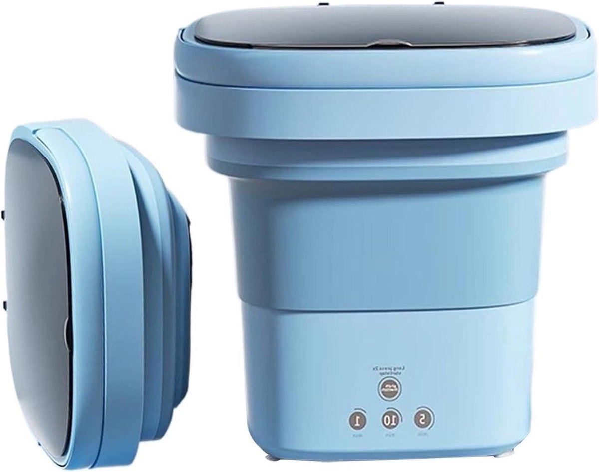 Draagbare Wasmachine Mini Wasmachine Wasapparaat Kleine Wasjes Doen Opvouwbaar Compact Ontwerp 6 Liter Blauw