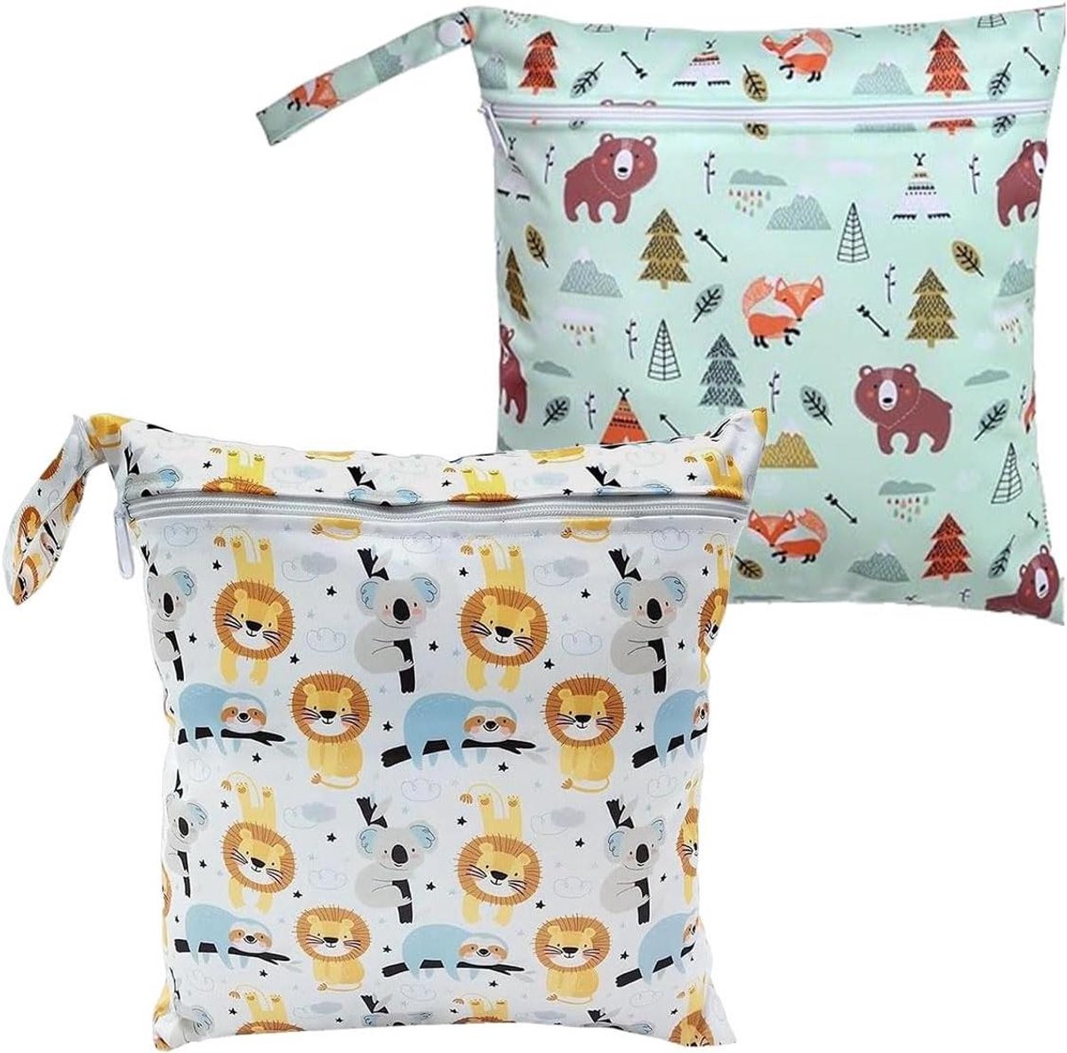 Natte Tas 2 Stuks - Luiertas Onderweg - Natte Spullen Opbergen - Waterdichte TPU Coating - 30 x 28 cm