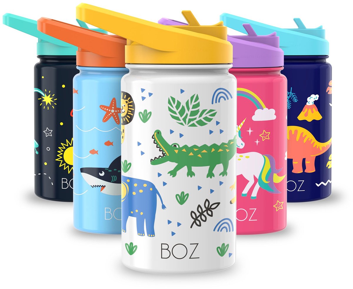SnelShoppen - Kinder Drinkfles met Rietje en Deksel - Geïsoleerde RVS Fles voor School en Sport - Vaatwasserbestendig - Lek- en Spillproof - BPA-vrij