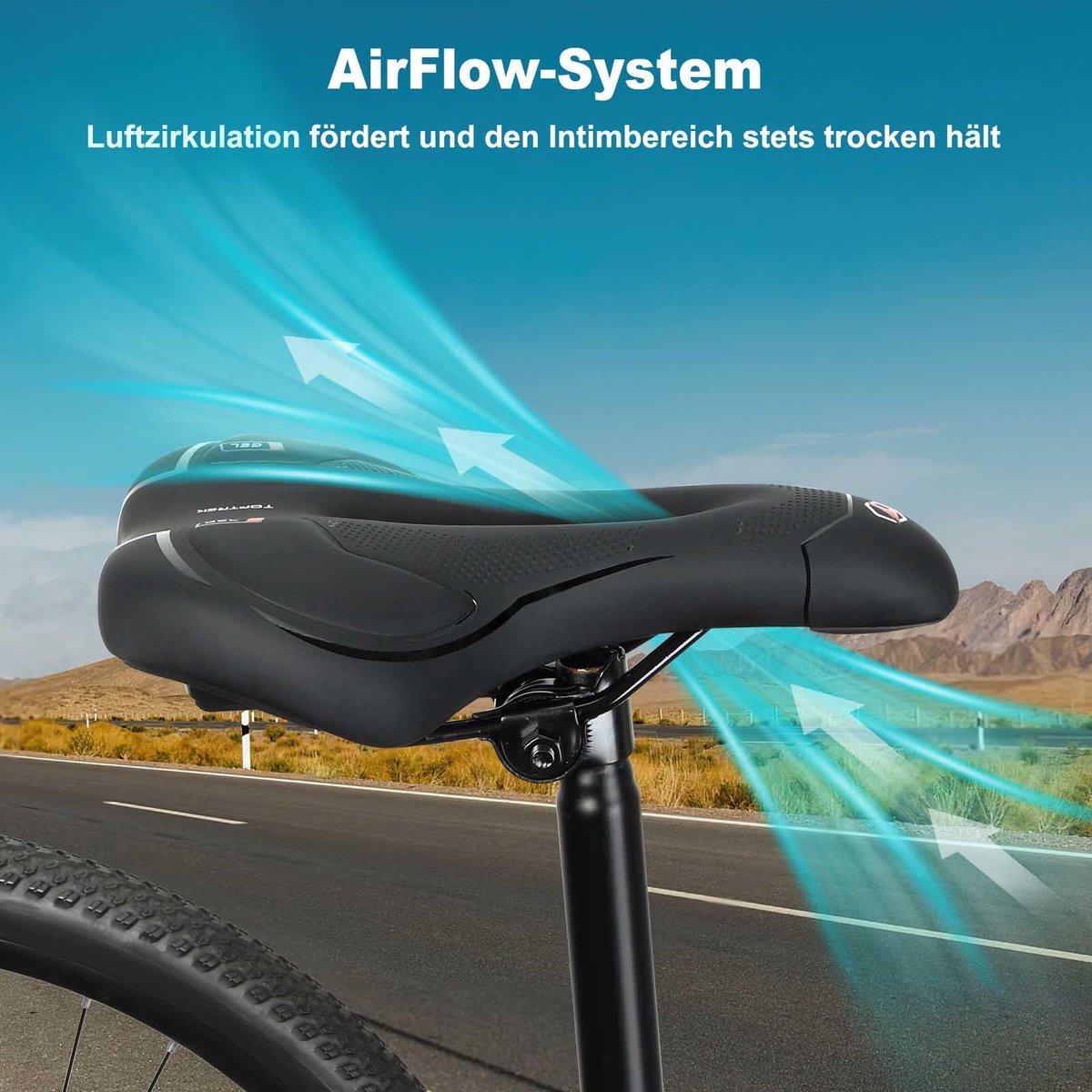 SnelShoppen - Fietszadel voor Dames en Heren, Ergonomisch, Ademend, Schokdempend, Comfortabel, Geschikt voor E-bike, MTB, Racefiets en Stadsfiets