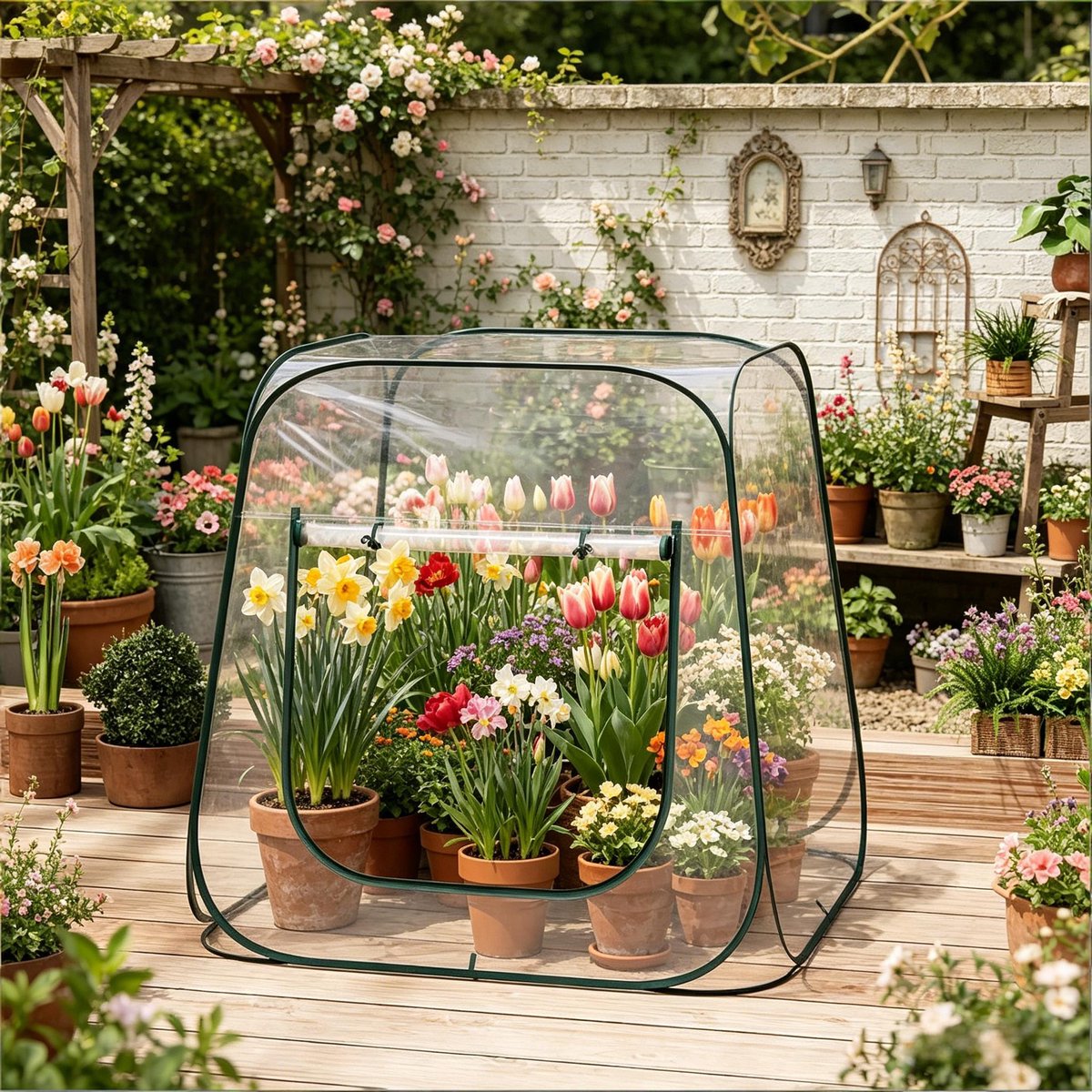 MIVRAY Kweekkas – Uitklapbaar Ontwerp Met U-vormige Ritssluiting – 100 x 100 x 97 cm – PVC En Metaal – Transparant – Voor Balkon En Tuin