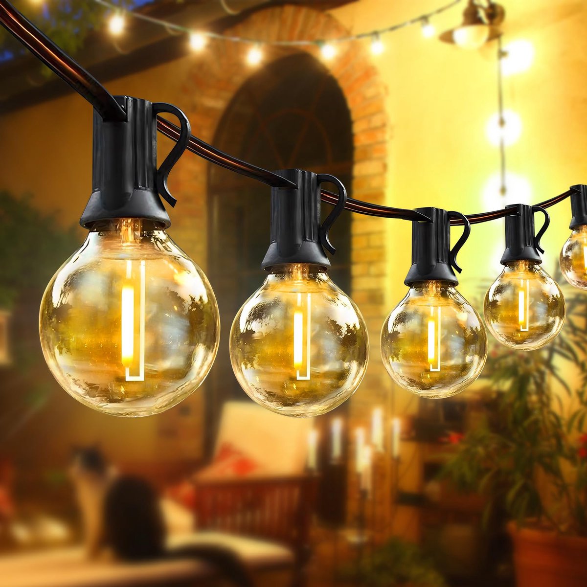 SnelShoppen - Led-lichtsnoer Buiten 20m met 30+4 G40 Lampen, IP65 Waterdicht, 2700K Warmwit voor Tuin, Decoratie, Bruiloften, Feesten, Partytent