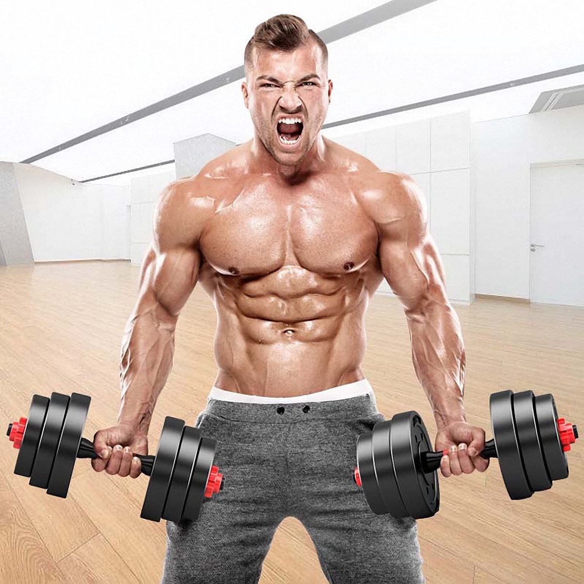 SnelShoppen - Verstelbare Dumbbell Set 10kg (5kg*2) - Halterset voor Krachttraining - Ideaal voor Beginners - Fitness Gewichten voor Dames en Heren -