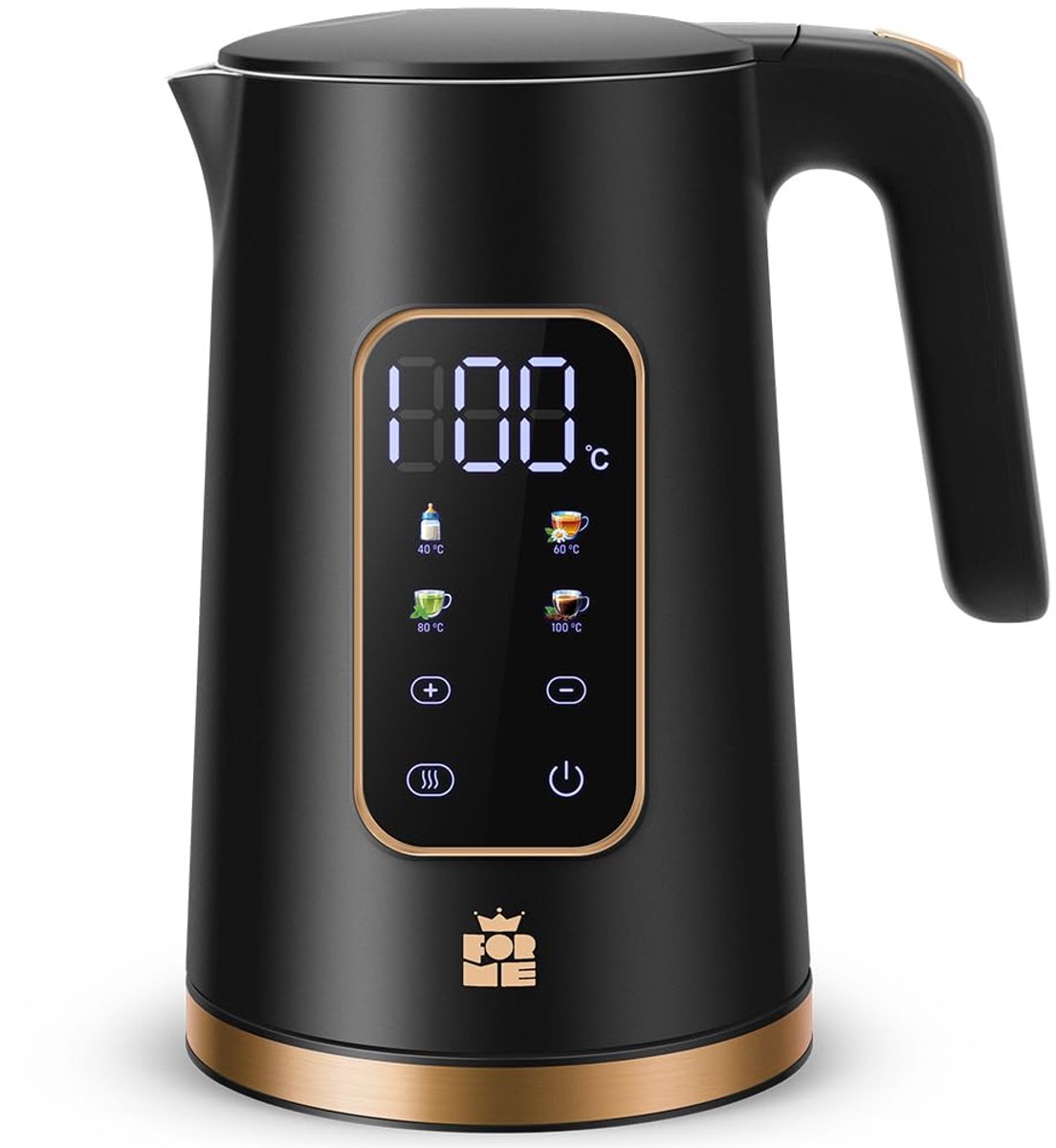 SnelShoppen - Roestvrijstalen Waterkoker 1,7 L met Temperatuurkeuze 40-100°C, LED Digitale Temperatuurweergave, 7 Kleuren LED Verlichting, Theepot met