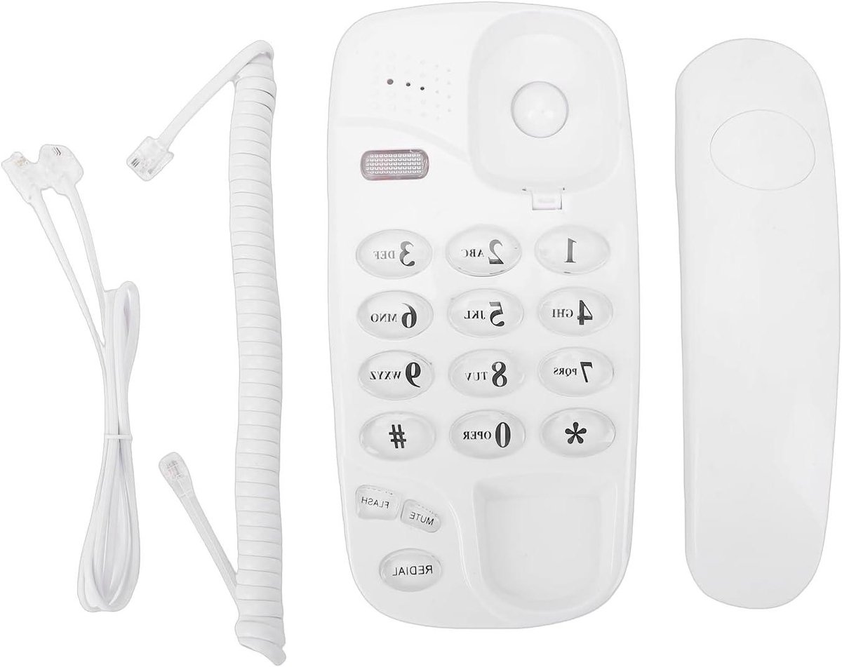 Vaste Telefoon - Huistelefoon Bureau - Thuis Kantoor - Wandmontage Ontwerp - 3 Beltonen - Wit