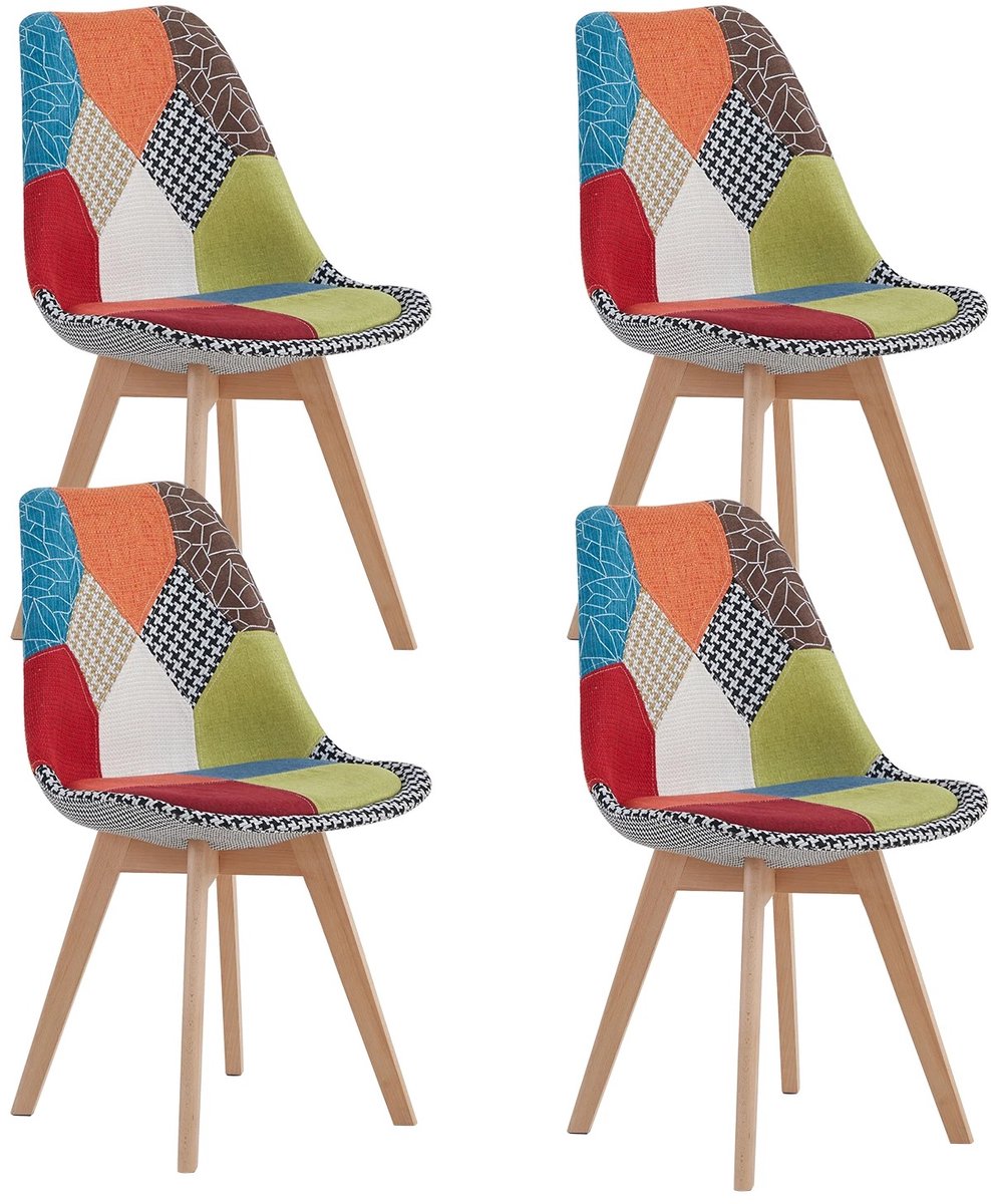 Stervia Kleurrijke Eetkamerstoelen Set Van 4 - Dik Gevoerde Zitting - Ergonomisch - Opvallend - 48 x 48 x 80.5
