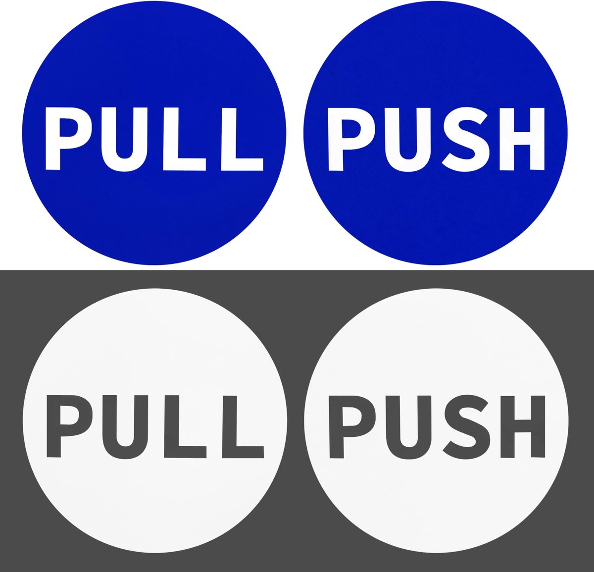Dailygoods - Push/Pull Deurbord, 2 Sets, PVC, 10cm, Wit/Blauw