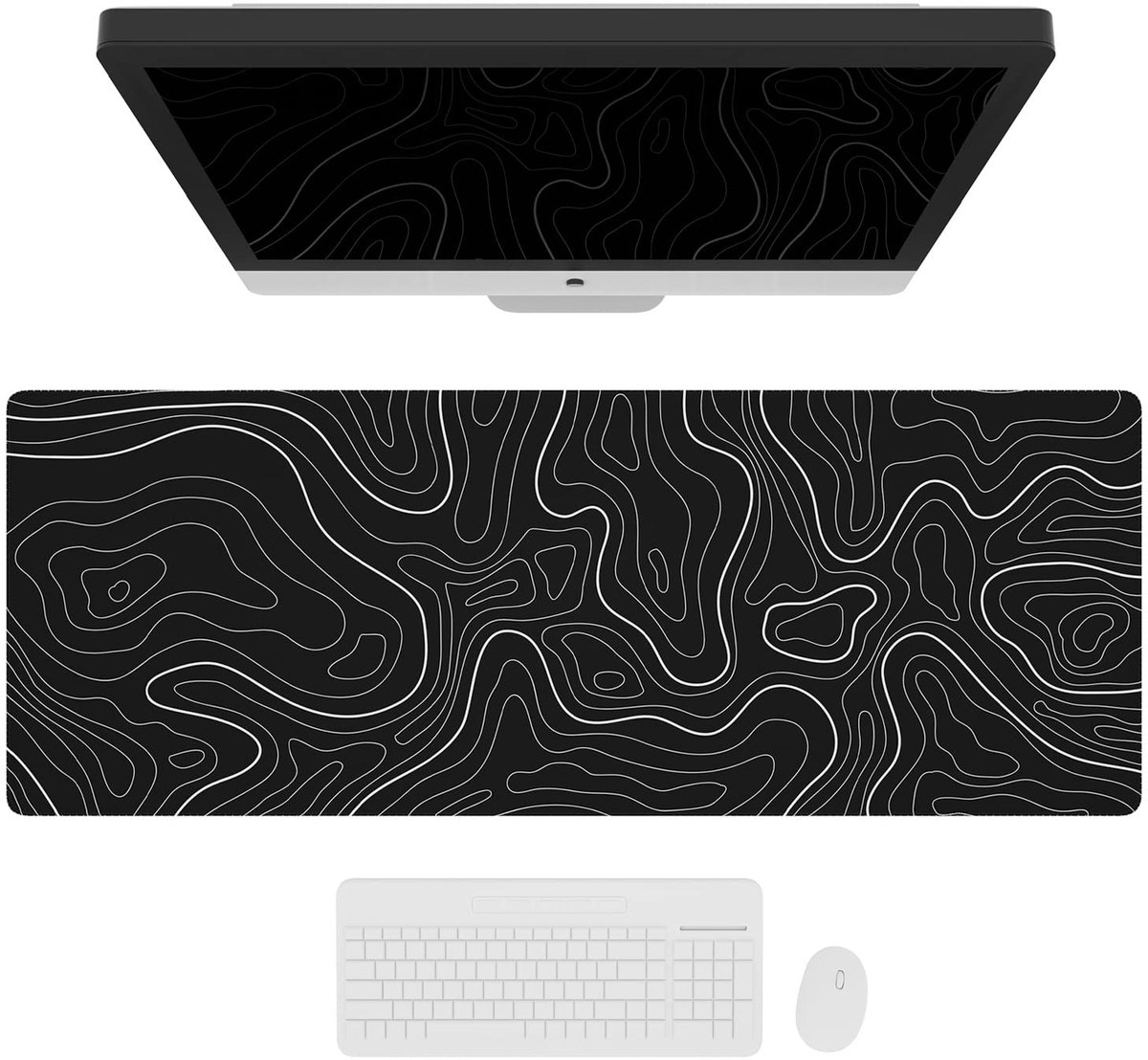 Dailygoods - XL Gaming Muismat met Topografische Kaarten - Antislip Onderzijde 90 x 40 cm