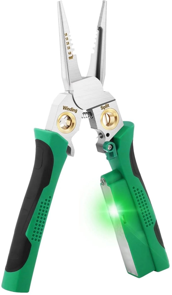 8-in-1 multifunctionele draadstripper met spanningsmeetfunctie; kabelknip-/draadstrippergereedschap