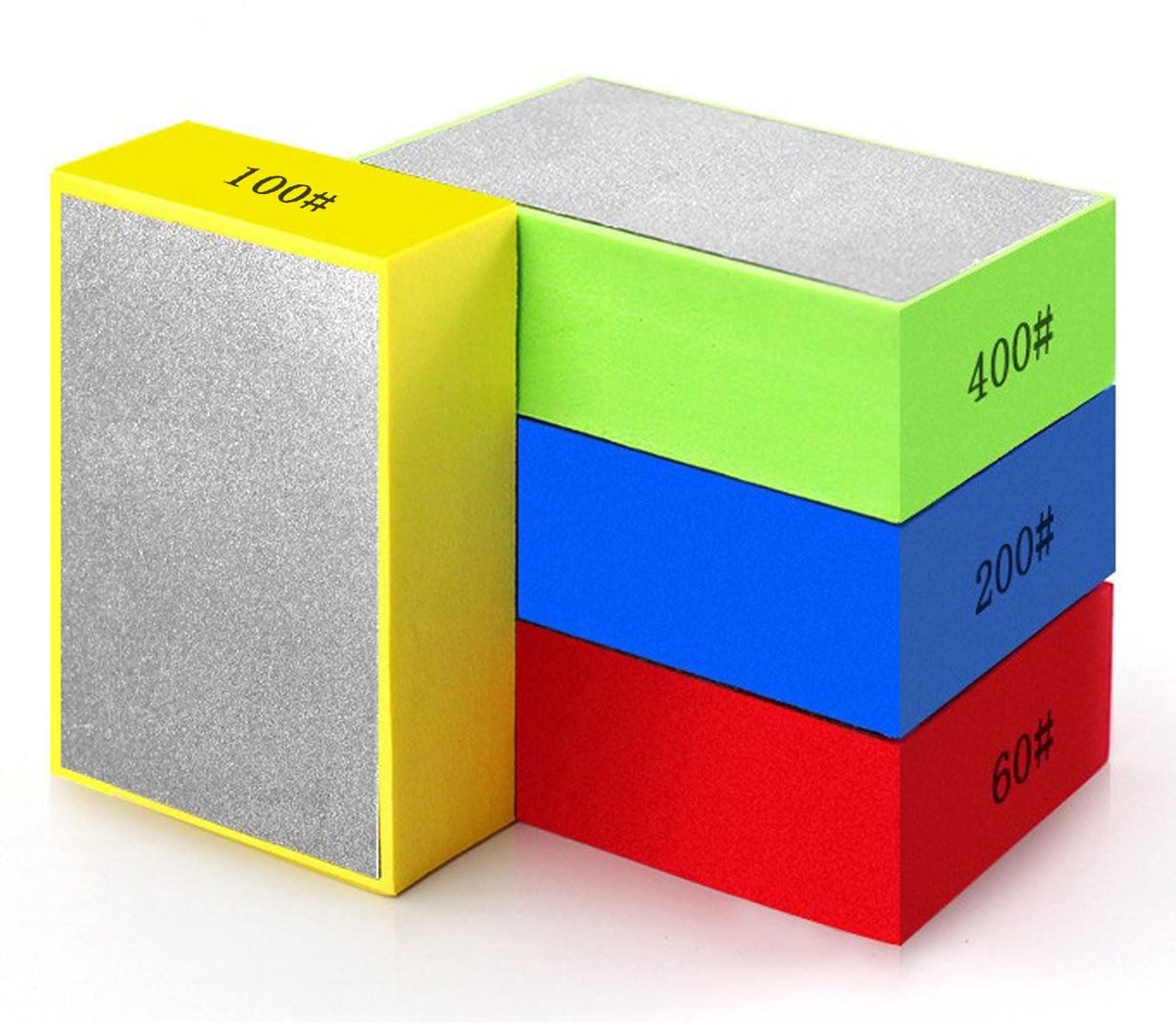 Dailygoods- Schuurblokken 4 Stuks - Diamantschuurblokken - Polijstpads - Ergonomisch Ontwerp - Voor Graniet/Marmer/Keramiek - Afmetingen 93x63 mm