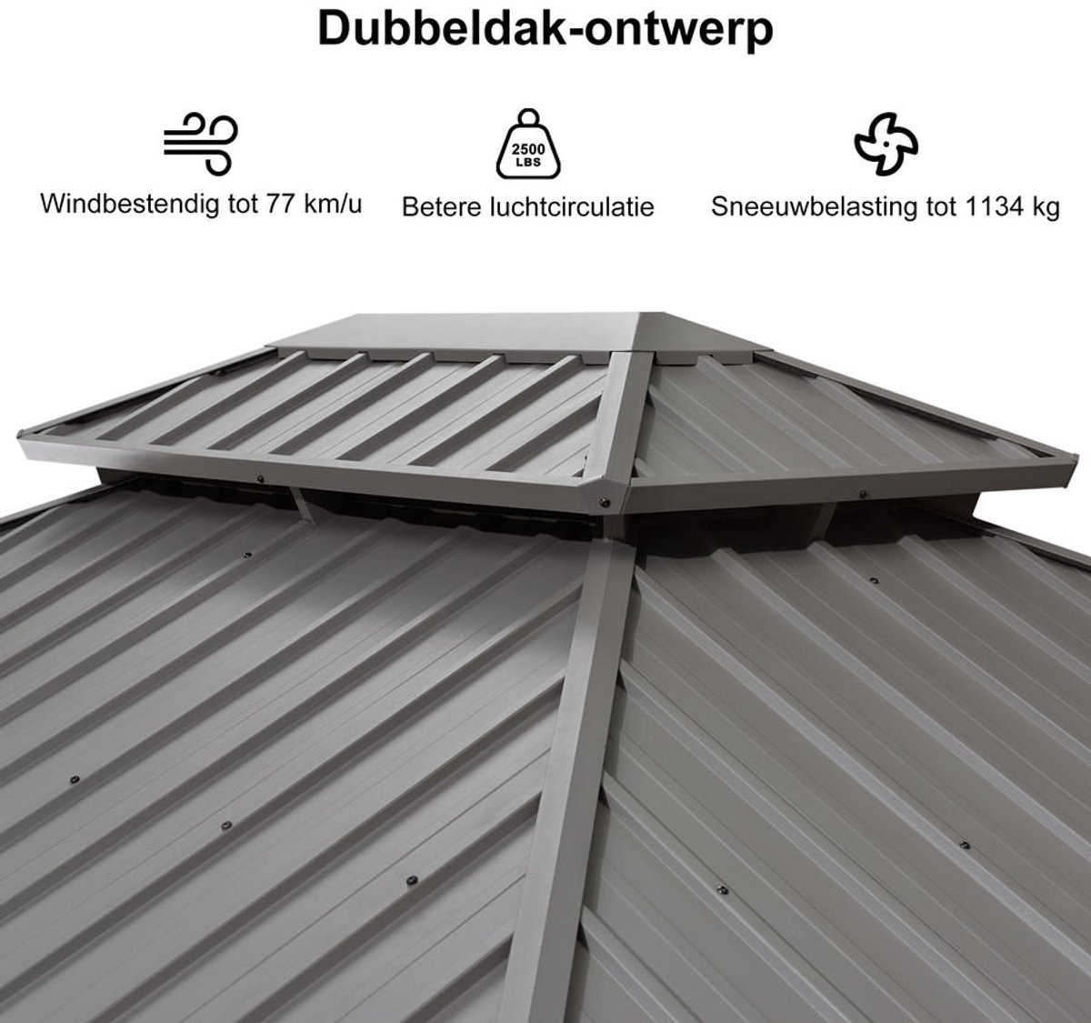 Purple Leaf Hardtop pavillon 3,65 x 3 m - gris clair luxe