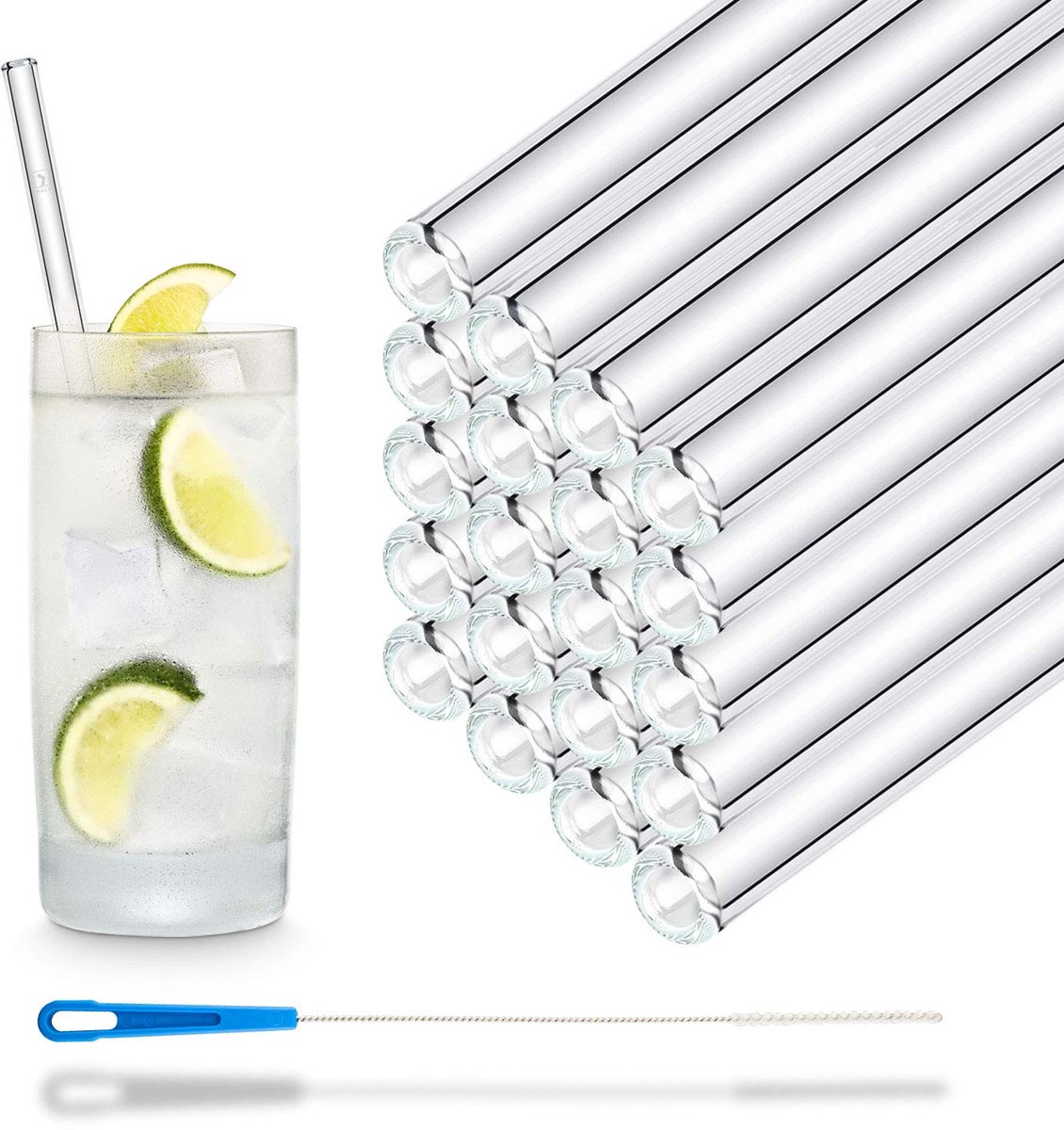 Dailygoods - Herbruikbare Glazen Rietjes - 50 Stuks Recht 20 cm