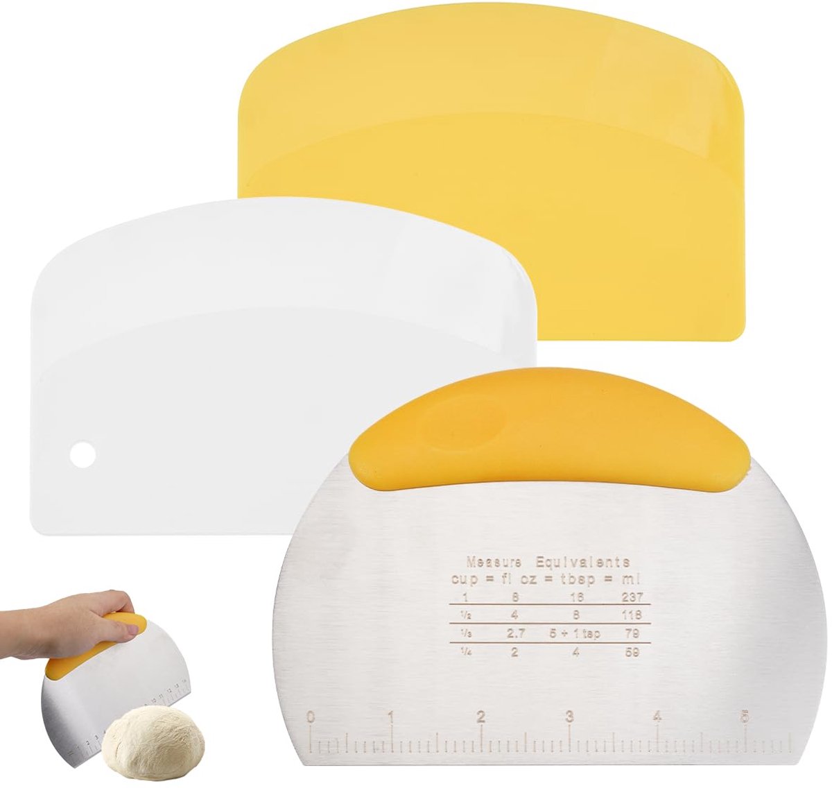 Dailygoods - 3 Stuks Deegsnijder Set - Deegschraper met Antislip Handvat