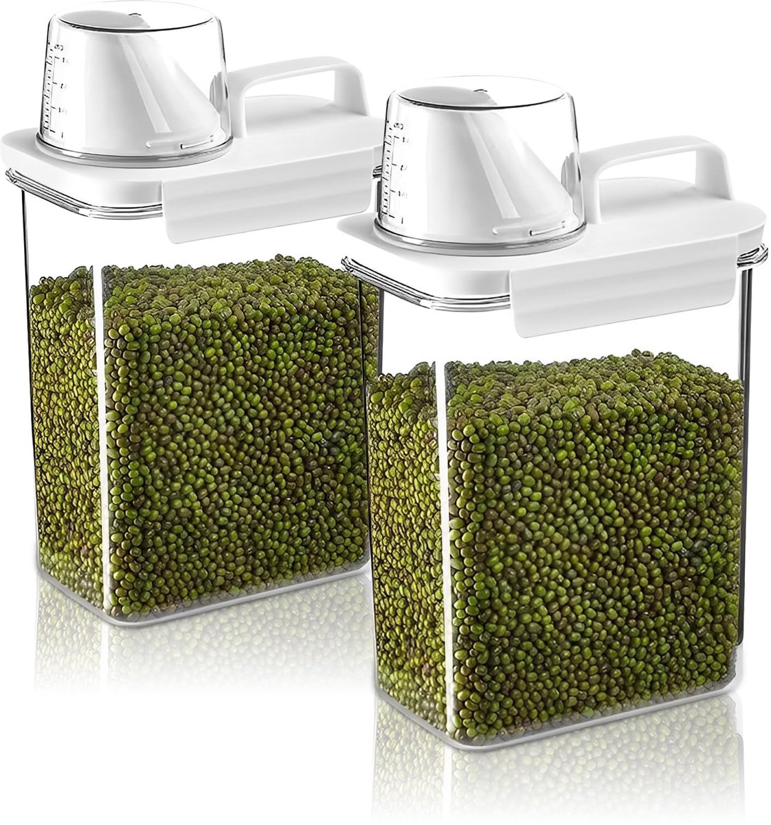 Dailygoods - 1800ml Waspoeder Opslagdoos met Maatbeker - 2 Stuks