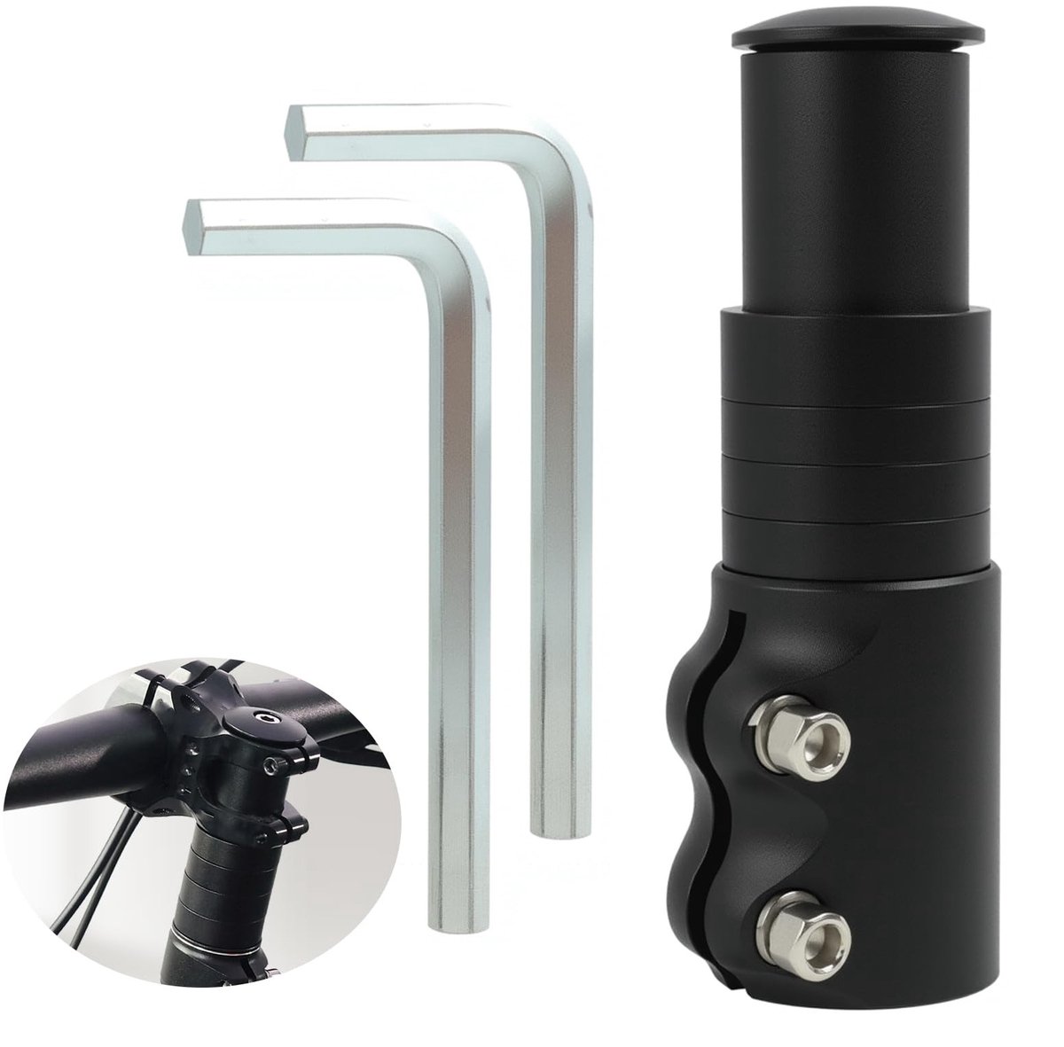 Dailygoods - Fietsstuuradapter voor Hoogteverhoging - Aluminiumlegering - Zwart