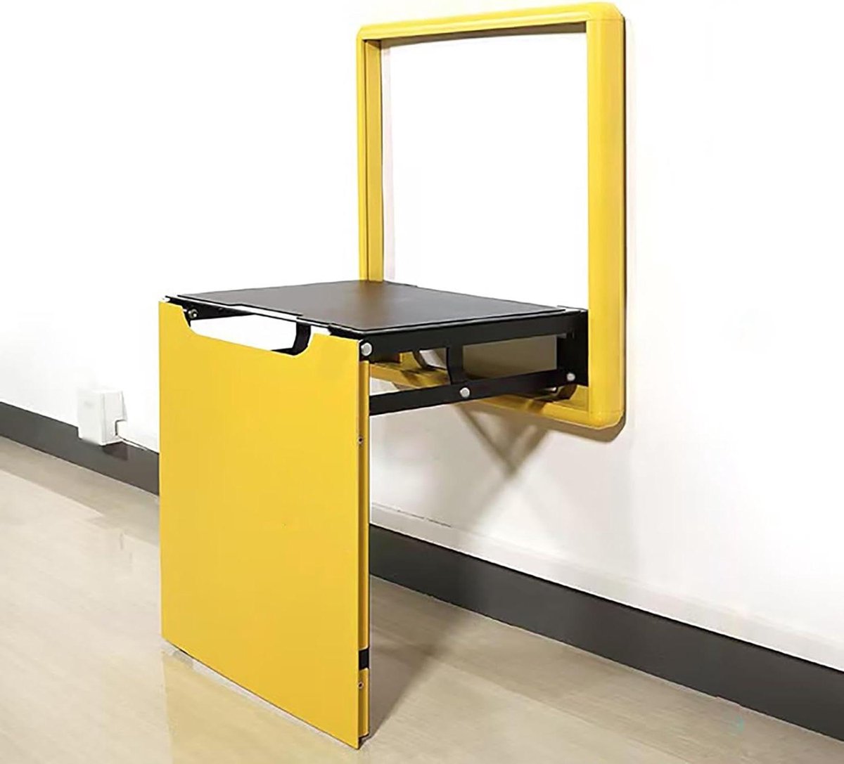 Opklapbare Douchestoel - Wandkruk Vouwstoel - Schoenen Wisselen - Ruimtebesparend Ontwerp - 41x33x68.5cm - Geel