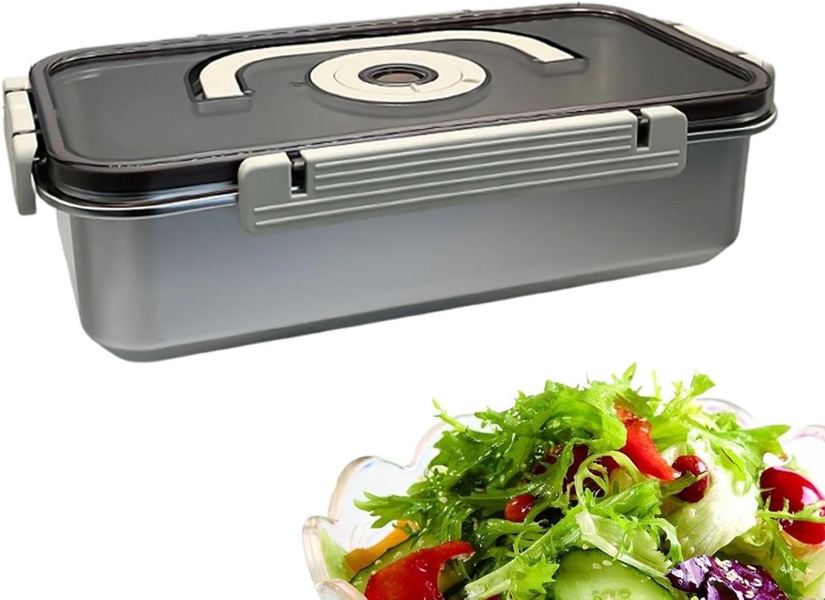 Broodopberger - Voedselcontainer Broodtrommel - Brood Vers Houden - Vochtvasthoudende Technologie - 34 x 18.5 x 5.5 cm - Zilver