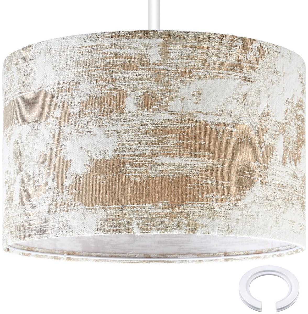 SnelShoppen - Retro Stoffen Lampenkap Ø 40 x 25 cm met E27 naar E14 Adapterring - Grijsbruin Vervangende Lampenkap voor Hanglampen, Plafondlampen en S
