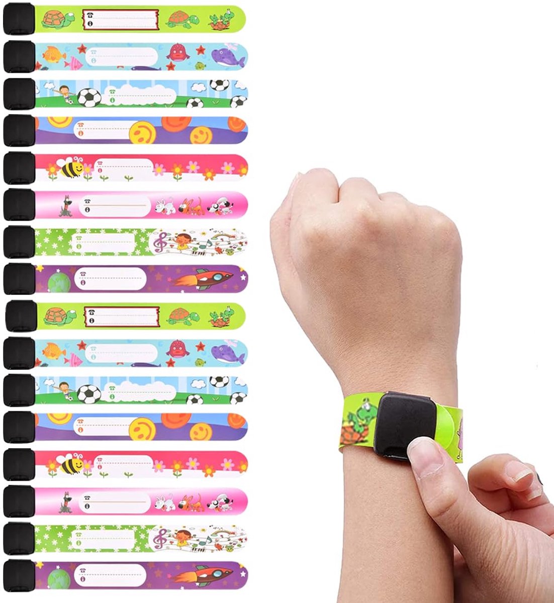 Dailygoods- Noodarmband 16 Stuks - Veiligheidsarmband - Anti-verliesbeveiliging - ID-band - Herbruikbaar - Verstelbaar - Waterdicht