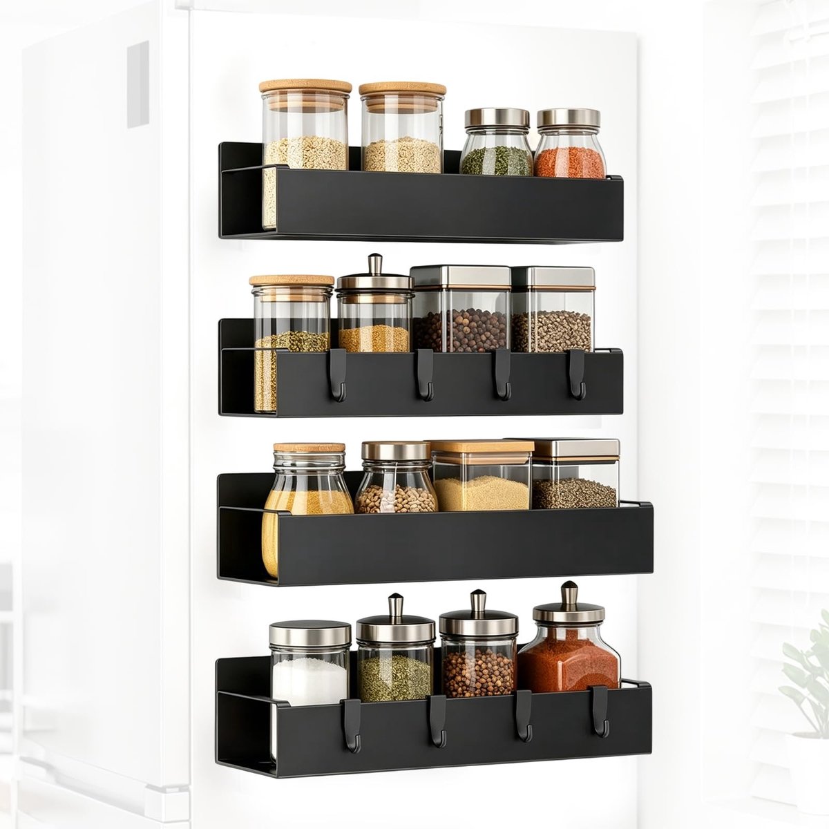 Dailygoods - Magnetisch Koelkastrek met 8 Haken - 4 Stuks